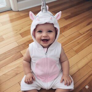 🦄 Carter's Baby Girl 6-9 Months Unicorn Costume Cozy Halloween Soft Pink 🦄